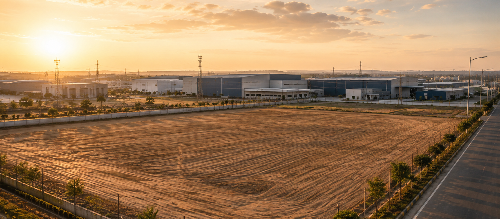Modern industrial estate and manufacturing facilities