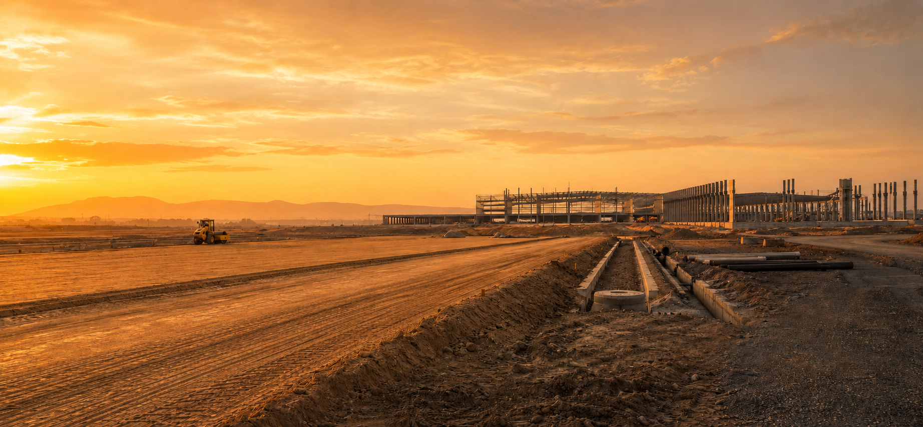 Industrial land being prepared for a new manufacturing facility